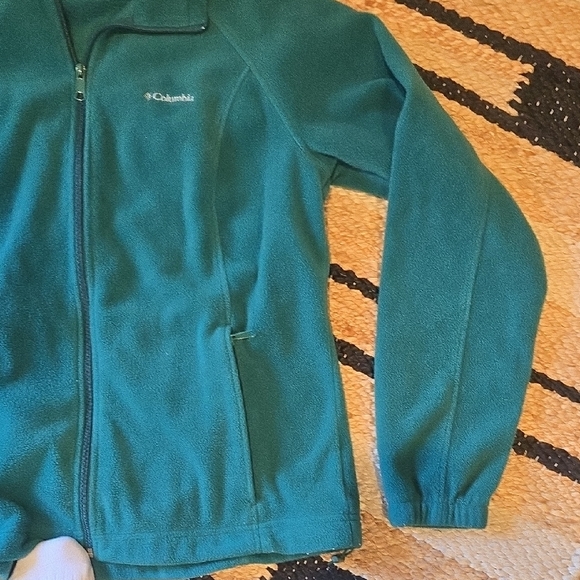 Columbia Green Full-Zip Fleece Jacket, XL Womens, Logo, GUC, Outdoor Chic - Picture 5 of 12